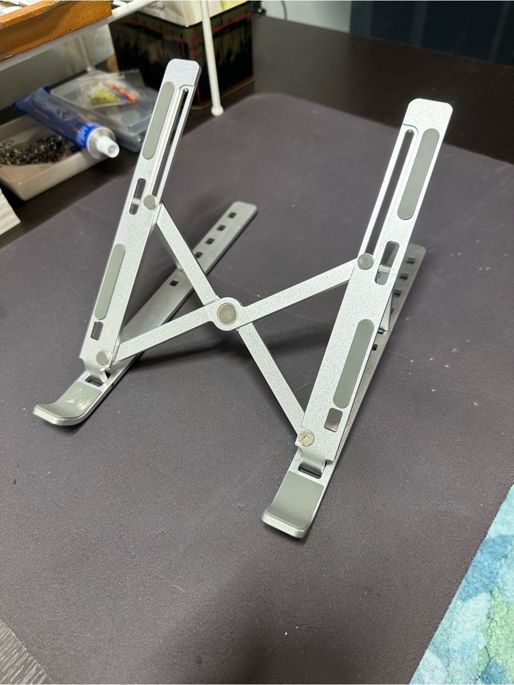 Adjustable Silver Laptop Stand – Portable Foldable Riser